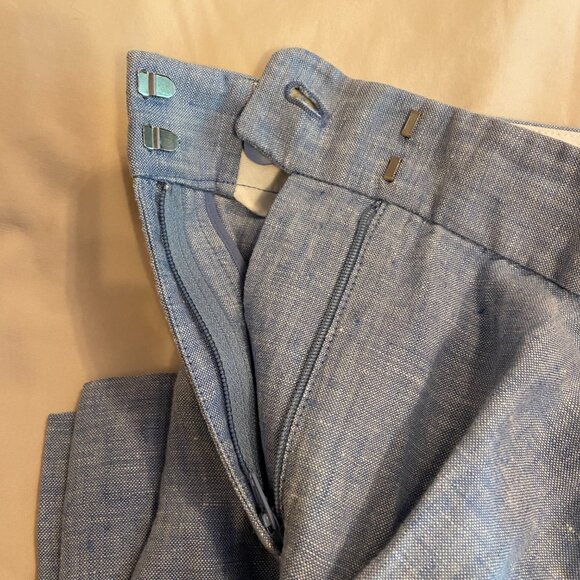 Talbots Women Blue Chambray Linen Pants Cropped Lightweight Size 10 - Picture 5 of 7